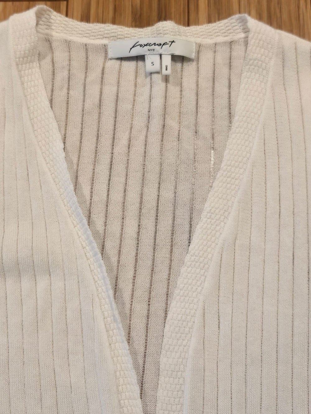 Foxcroft White Ribbed Open-Front Cardigan - Picture 5 of 8